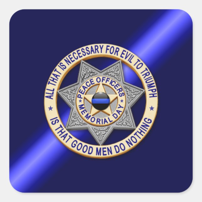 Sticker Carré Ligne bleue mince (Devant)