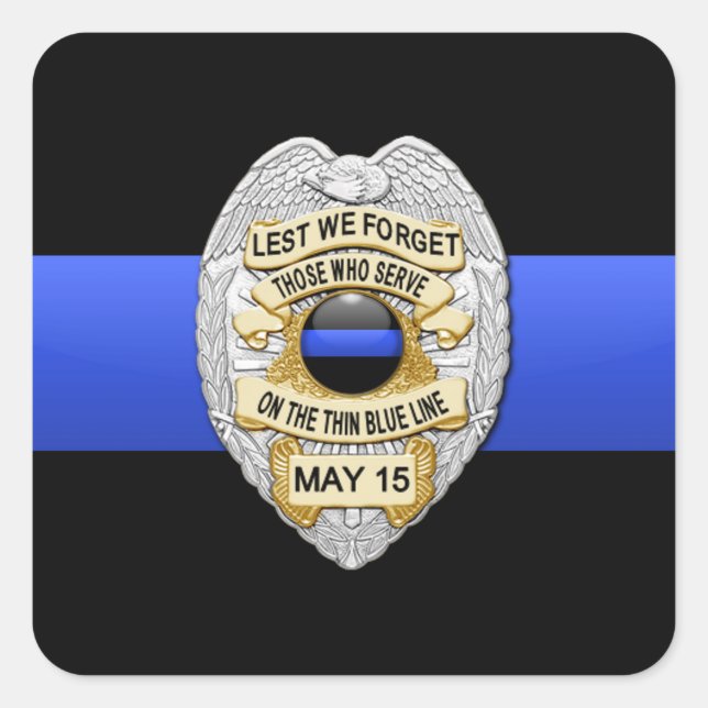 Sticker Carré Ligne bleue mince (Devant)