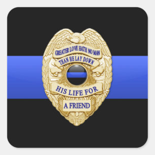 Sticker Carré Ligne bleue mince