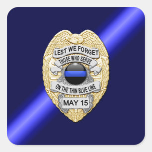 Sticker Carré Ligne bleue mince