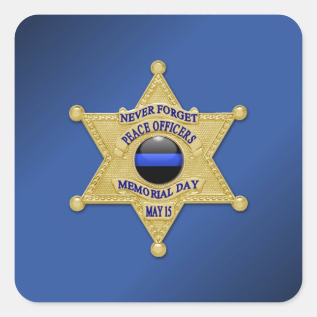 Sticker Carré Ligne bleue mince (Devant)