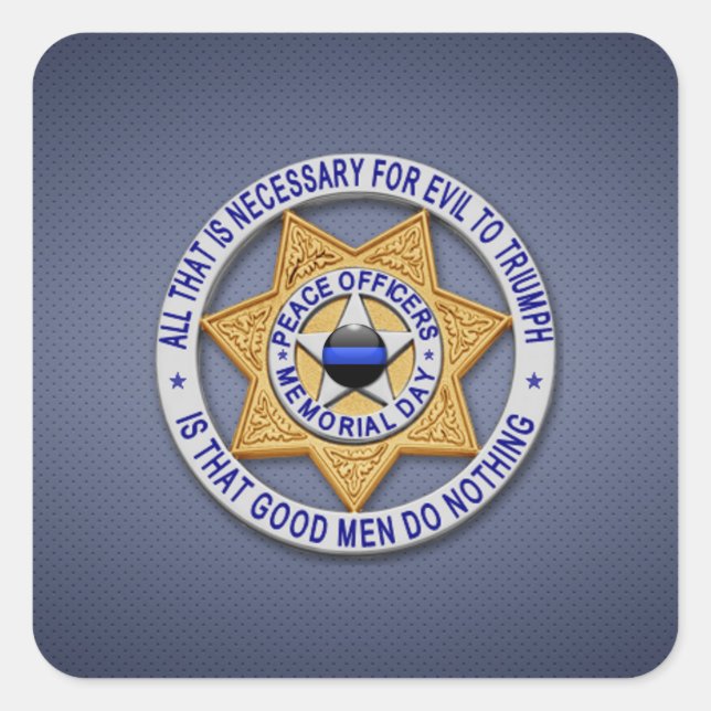 Sticker Carré Ligne bleue mince (Devant)