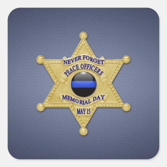 Sticker Carré Ligne bleue mince (Devant)