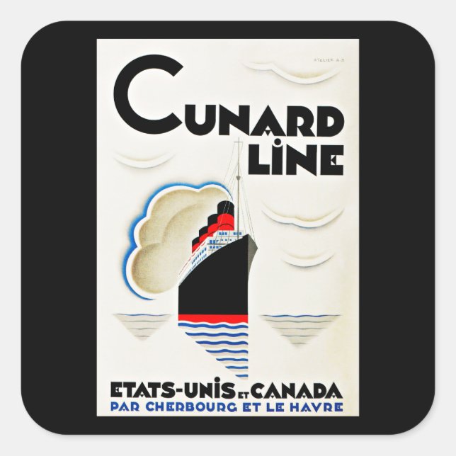 Sticker Carré Ligne Cunard Art Déco (Devant)