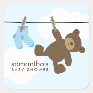 Sticker Carré Ligne de linge de bébé {blue}