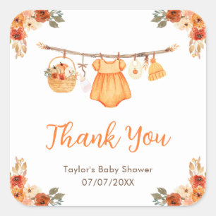 Sticker Carré Ligne de vêtements d'automne Fille Baby shower Mer