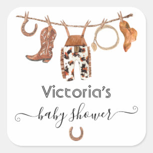 Sticker Carré Ligne de vêtements Ouest de Cowboy