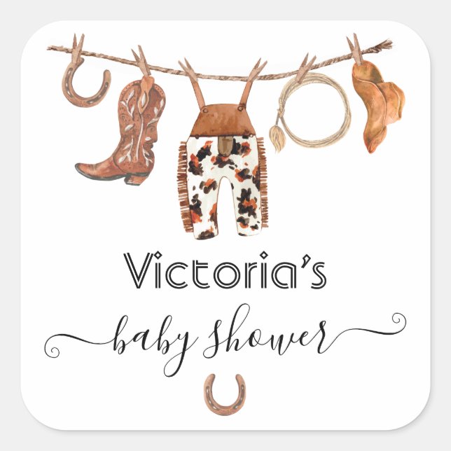 Sticker Carré Ligne de vêtements Ouest de Cowboy (Devant)