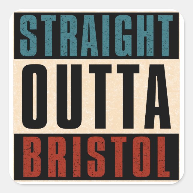 Sticker Carré Ligne droite vers Bristol Connecticut CT (Devant)