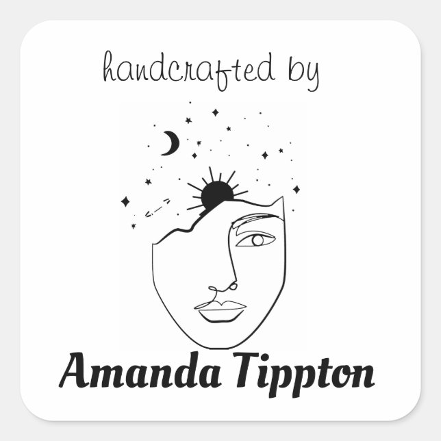 Sticker Carré Ligne Femme Céleste Art Artisanal Par (Devant)