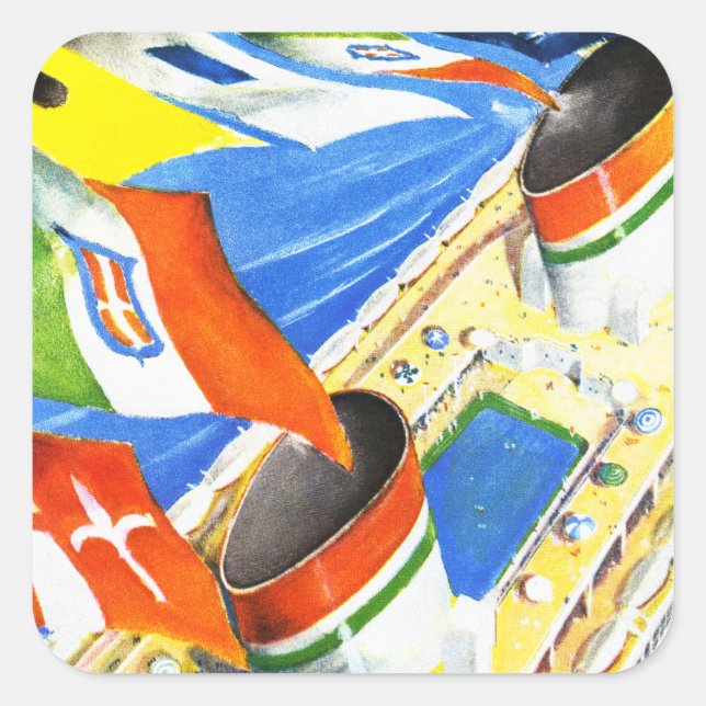 Sticker Carré Ligne italienne ~ Sous ce drapeau (Devant)