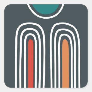 Sticker Carré Lignes blanches arc-en-ciel en bleu