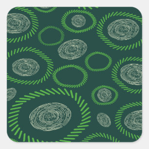 Sticker Carré Lignes de cercles géométriques Vert ivoire