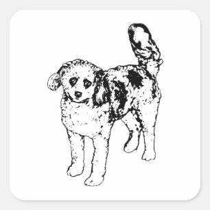 Sticker Carré Lignes Joyeuses Festives Chien Énergie Saisonnière