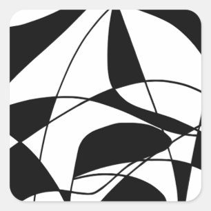 Sticker Carré Lignes noires et blanches, motif d'impression coul