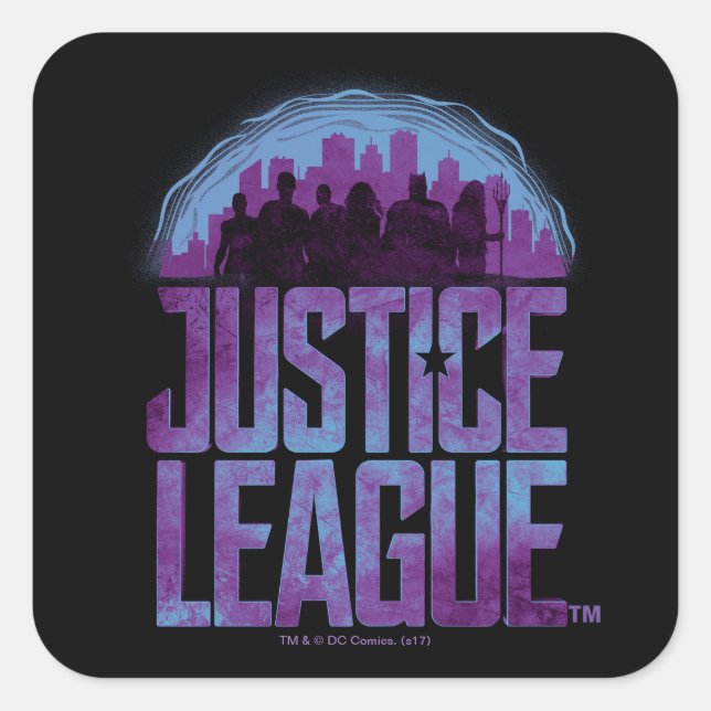 Sticker Carré Ligue de Justice | Justice League City Silhouette (Devant)