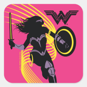 Sticker Carré Ligue de Justice   Wonder Woman Icon Silhouette