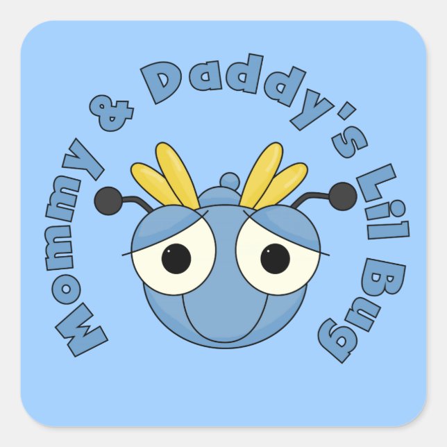 Sticker Carré Lil Bug de maman et papa (Devant)