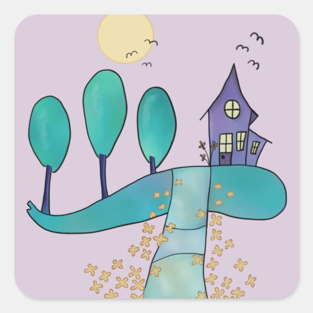 Sticker Carré lila Haus (Devant)