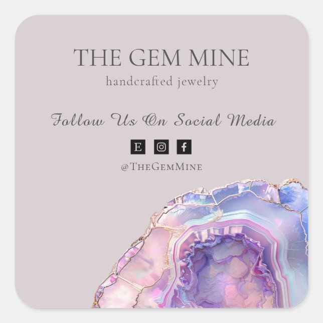 Sticker Carré Lilac Agate Petite entreprise (Devant)