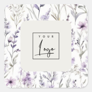 Sticker Carré Lilac Purple Fleur sauvage Butterfly Logo d'entrep