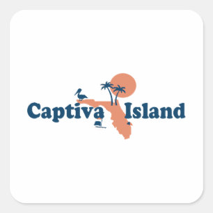 Sticker Carré L'île de Captiva - Carte Design.