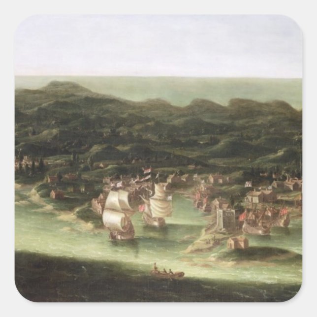 Sticker Carré L'île de la Barbade, vers 1694 (huile sur toile) (Devant)