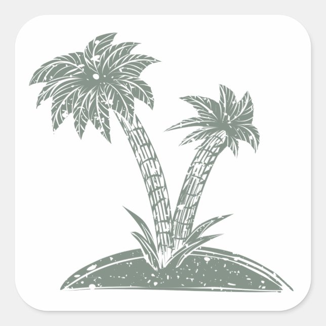 Sticker Carré L'île tropicale (Devant)