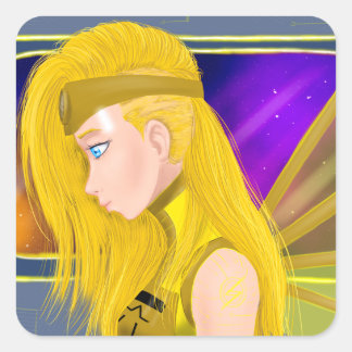 Sticker Carré Lilin OC - Cyborg angel - Art inspiré par Starset