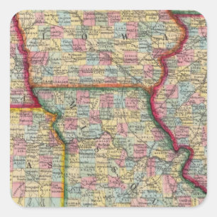Sticker Carré L'Illinois, le Missouri, l'Iowa, le Nébraska et l