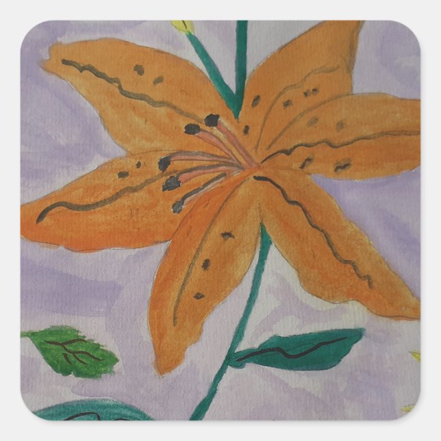 Sticker Carré Lily orange (Devant)