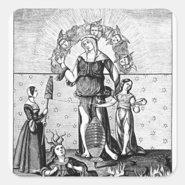 Sticker Carré L'image de Dame Astrology avec les Trois (Devant)