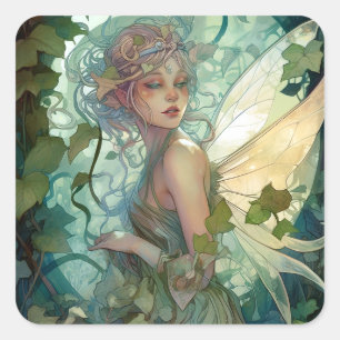 Sticker Carré L'Imaginaire Fairy Green Woodland