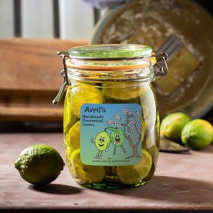 Sticker Carré Lime Pals Drôle Cartoon Preserve Curd et plus