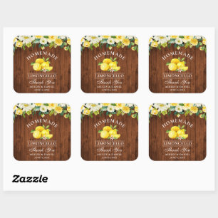Sticker Carré Limoncello Lemons Floral Wood Mariage