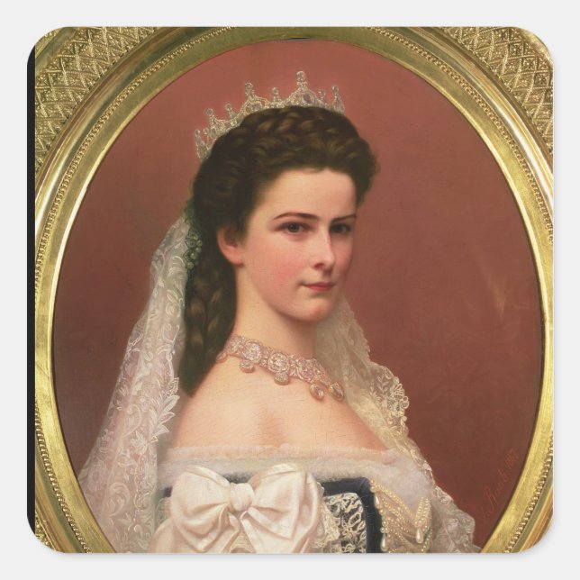 Sticker Carré L'impératrice Elizabeth de Bavière en hongrois (Devant)