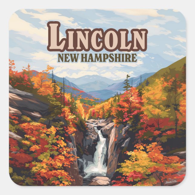 Sticker Carré Lincoln New Hampshire Franconia Falls Automne (Devant)