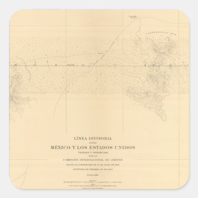 Sticker Carré Linea Divisoria Entre Mexique 3 (Devant)