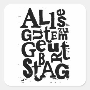 Sticker Carré Lino allemand "Joyeux anniversaire" Imprimer