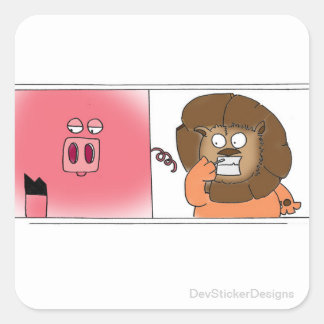 Sticker Carré Lion affamé