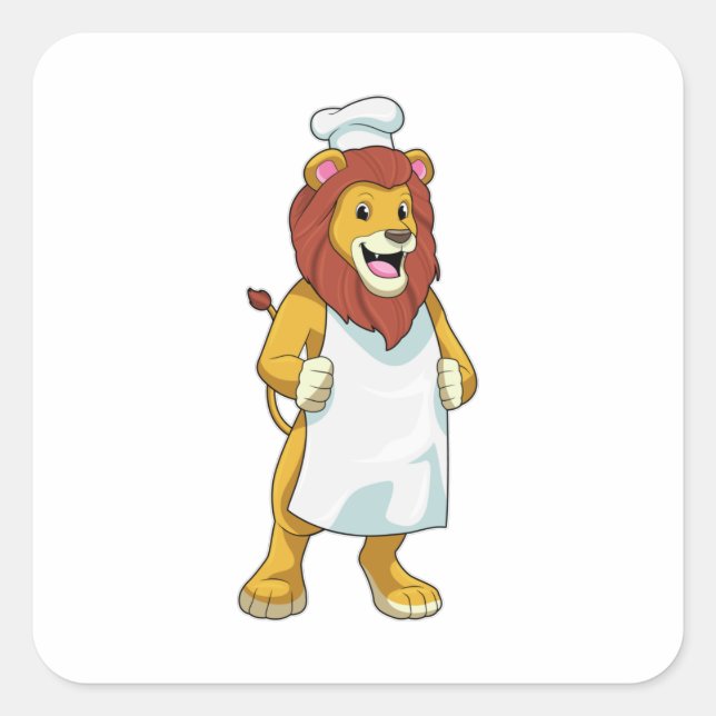 Sticker Carré Lion as Cook with Chef Cooking apron (Devant)