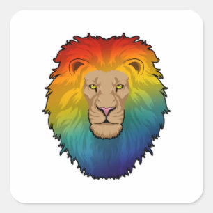 Sticker Carré Lion aux couleurs arc-en-ciel