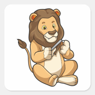 Sticker Carré Lion avec flèches à ongles