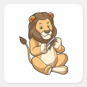 Sticker Carré Lion avec flèches à ongles