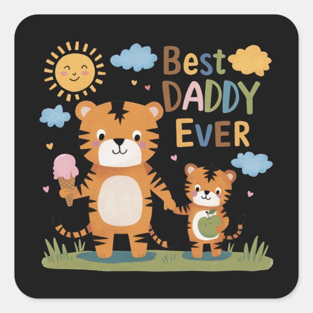 Sticker Carré Lion Best Daddy Jamais (Devant)