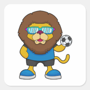 Sticker Carré Lion comme joueur de football avec Soccer