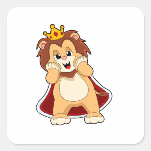 Sticker Carré Lion comme roi avec Couronne.PNG