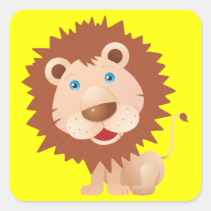 Sticker Carré Lion de cirque Cute Kawaii