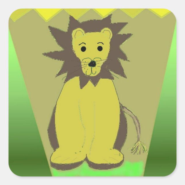 Sticker Carré Lion de la jungle (Devant)