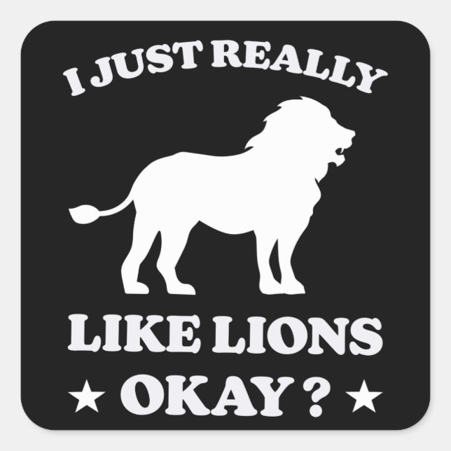 Sticker Carré Lion Design Big Cat Lions Cool Animal Cats Cadeau (Devant)